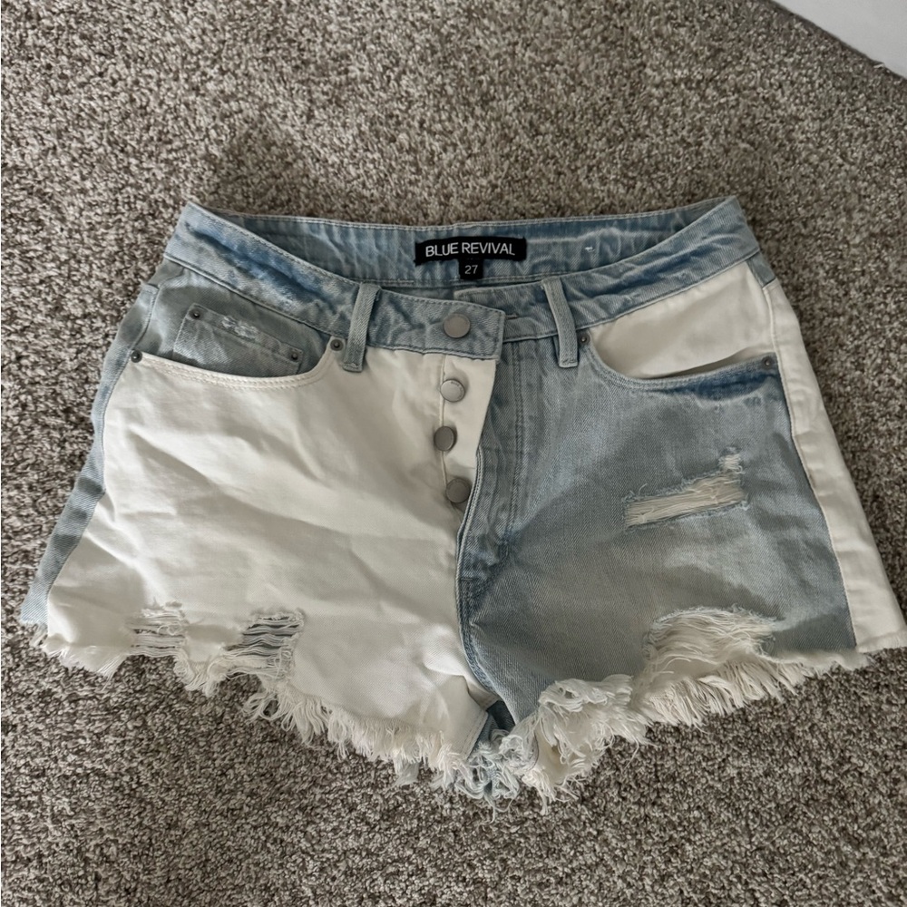 Blue Revival Two-Tone Denim Shorts